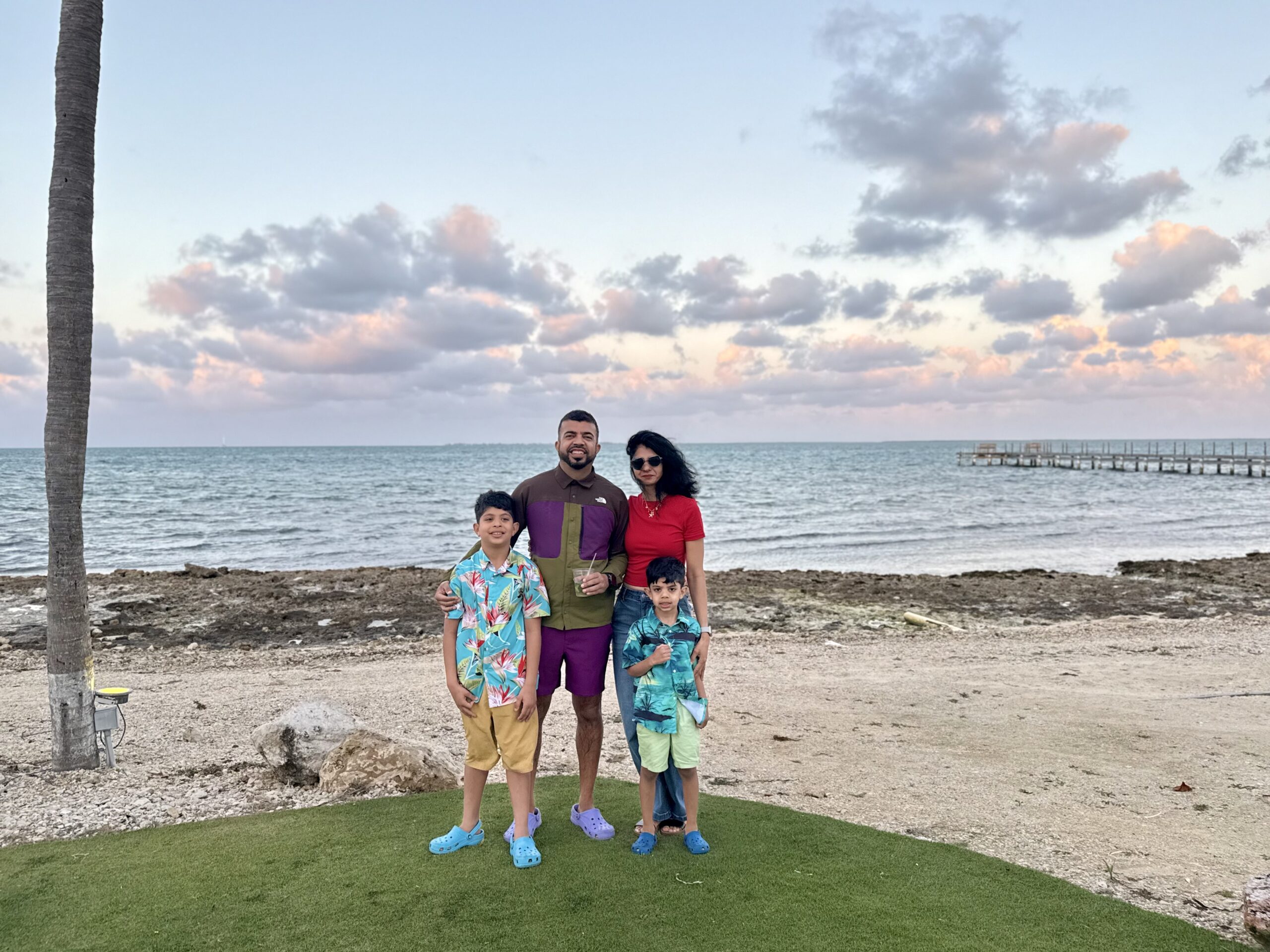 Family at Holiday Inn beach, Grand Cayman